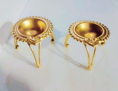 DKM Decorative Diya With Stand Set Of 2 Iron (Pack of 2) Table Diya Set(Height: 3 inch)