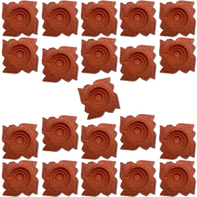Jetwals clay diya Terracotta (Pack of 21) Table Diya(Height: 2 inch)
