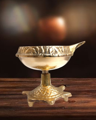 Spherulemuster Spherulemuster Brass Kuber Diya Tortoise Design for Home & Office Temple Brass Table Diya(Height: 2.37 inch)
