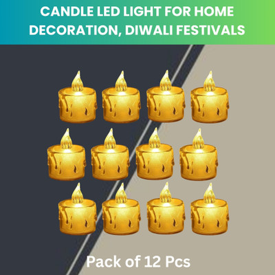 Frony LED Candle Lights, LED Flameless Crystal Tea Candles Light For Diwali DécorQ310 Plastic (Pack of 12) Table Diya Set(Height: 2 inch)