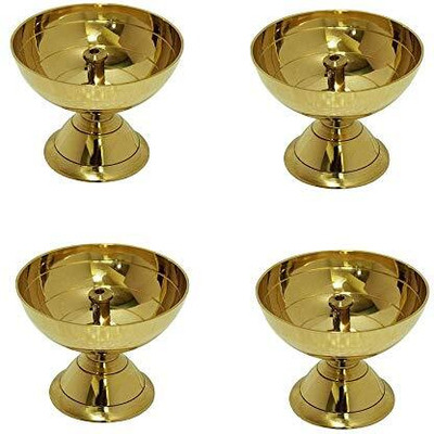 WQT Brass Diya For Deepak Poojan, Akhand Jyot, Home Brass (Pack of 4) Table Diya(Height: 2.5 inch)
