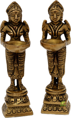 aakrati Deep Laxmi Pair Made Of Metal Unique For DéCor And Temple Brass (Pack of 2) Table Diya Set(Height: 4 inch)