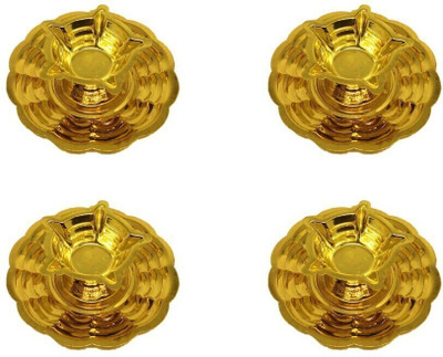 w3rocks 5 star or 5 face brass table oil lamp. Brass metal and golden color. Brass (Pack of 4) Table Diya Set(Height: 1 inch)