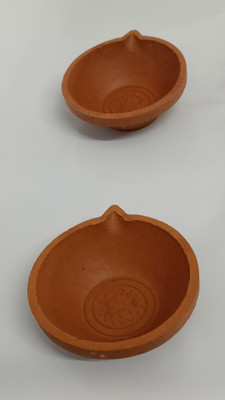 BS NATURAL Earthenware (Pack of 2) Table Diya Set(Height: 1.77 inch)