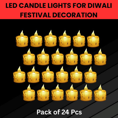 Guggu LED Candle Lights, LED Flameless Crystal Tea Candles Light For Diwali DécorE39 Plastic (Pack of 24) Table Diya Set(Height: 2 inch)