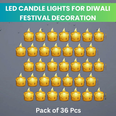 Frony LED Candle Lights, LED Flameless Crystal Tea Candles Light For Diwali DécorZW230 Plastic (Pack of 36) Table Diya Set(Height: 2 inch)