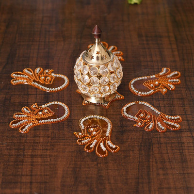 DARIDRA BHANJAN Crystal Akhand Diya Oil Puja Lamp Crystal,Akhand Diya,diya for puja,diya stand Brass Table Diya(Height: 4 inch)