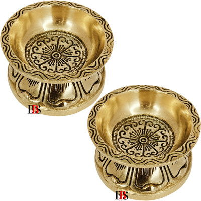 B.B.S BRASS BRAND STATUES Diya Brass Small Size Set of 2 Deepak Pooja Brass Pack of 2 Diya For Puja Brass (Pack of 2) Table Diya Set(Height: 1.8 inch)
