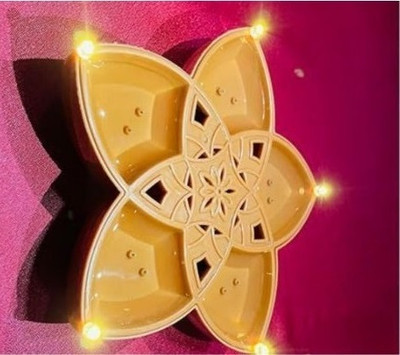 NKPR Traditional Panchmukhi 5 in 1 Water LED Diya Temple Home Diwali Decorate 742 Plastic (Pack of 6) Table Diya Set(Height: 3 inch)