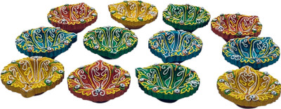SONKARS Pack of 12 Diyas – Uniform size for balanced lighting & decor Terracotta (Pack of 12) Table Diya(Height: 2.5 inch)
