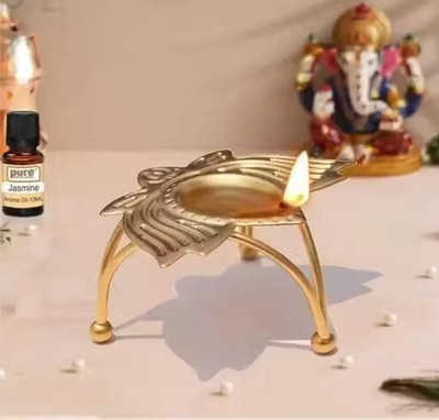 SAIFI HANDICRAFTS lotus brass diya Brass Table Diya Set(Height: 2 inch)