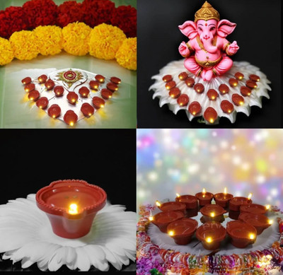 SUVIKSHA Plastic Water Sensor LED Diyas with Water sensing technology Plastic (Pack of 6) Table Diya Set(Height: 1.5 inch)
