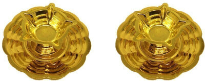 w3rocks 5 star or 5 face brass table oil lamp. Brass metal and golden color. Brass (Pack of 2) Table Diya Set(Height: 1 inch)