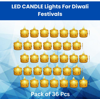 YAROH LED Candle Lights, LED Flameless Crystal Tea Candles Light For Diwali DécorZQ118 Plastic (Pack of 36) Table Diya Set(Height: 2 inch)