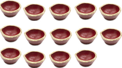 SOMUDEE Pottery (Pack of 14) Table Diya Set(Height: 1 inch)