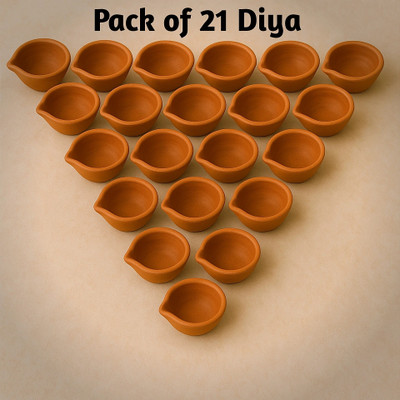 craftlife DIYA-SM_01 Pottery, Earthenware (Pack of 21) Table Diya Set(Height: 1 inch)