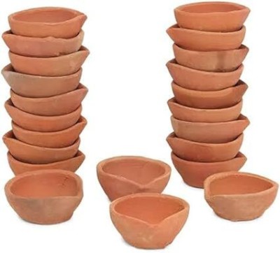 MAGIC Traditionals Traditional Handmade Mitti Diya ,Diwali ke Diye Terracotta (Pack of 12) Table Diya Set(Height: 2 inch)