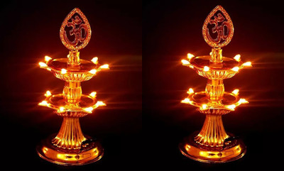 Kadam Gallery Two Layer 14 Led Electric Diya Set of 2 Plastic (Pack of 2) Table Diya Set(Height: 7 inch)