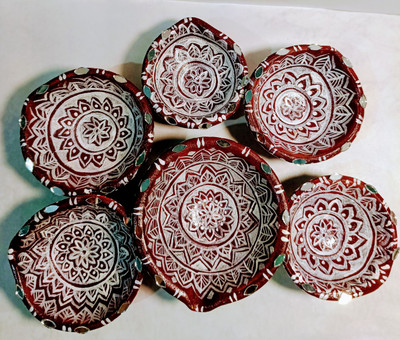 SSAM TRADERS Earthenware (Pack of 6) Table Diya(Height: 1.5 inch)
