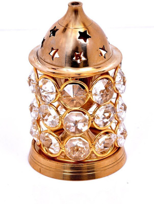 T-KA108 Crystal Deep Small | Diamond Crystal Deepak/Dia Brass Table Diya(Height: 5 inch)