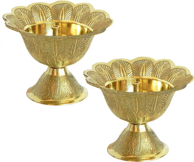 SBBCO Brass Diya Devdas Brass Diya Pital Diya Brass (Pack of 2) Table Diya Set(Height: 2 inch)