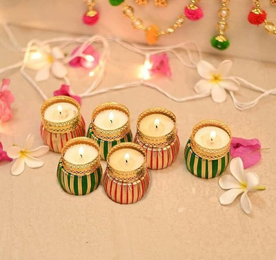 JSK Wood (Pack of 4) Table Diya(Height: 5 inch)