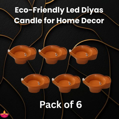Guggu LED Water Diya & Water Sensor Diya for Diwali Festival Home & Office Décor_6S404 Plastic (Pack of 6) Table Diya Set(Height: 2 inch)