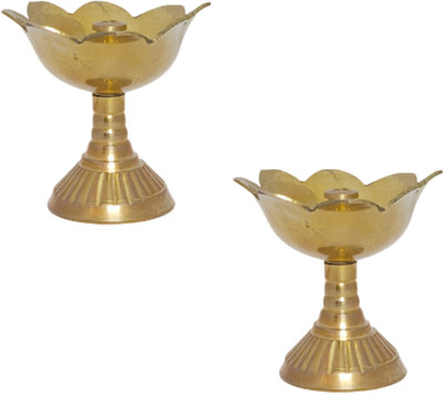 Shoppernation Brass (Pack of 2) Table Diya(Height: 2.5 inch)