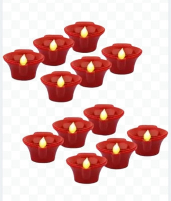 mssuperservices PACK OF 12 PCS WATER LED SENSOR DIYA Plastic (Pack of 12) Table Diya Set(Height: 5 inch)