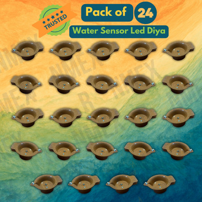 RUNMEX SET of 24 Water Activated LED Diyas Plastic (Pack of 24) Table Diya(Height: 2 inch)