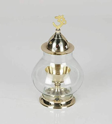 Puja N Pujari Akhand Glass Cover for Pooja Brass Table Diya(Height: 5.9 inch)
