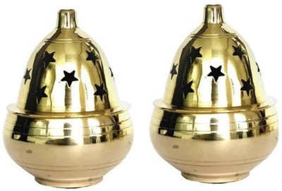 Spherulemuster AKHAND JYOT Brass (Pack of 2) Table Diya Set(Height: 2.6 inch)