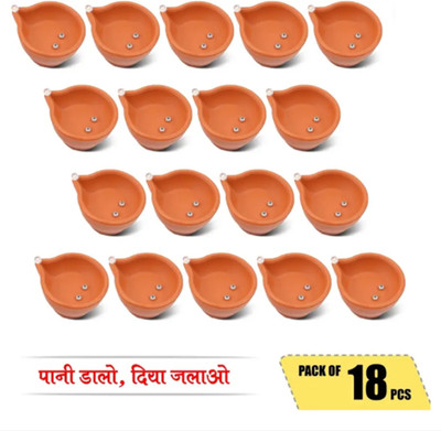 QinPin LED Water Sensor Diya | Electric Decorative Diya for Temple & Festival Lights Plastic (Pack of 18) Table Diya Set(Height: 2 inch)