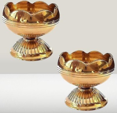 DARIDRA BHANJAN Brass (Pack of 2) Table Diya Set(Height: 2 inch)