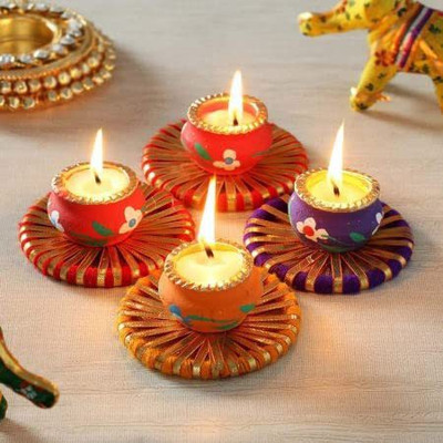 Togline WAX MATKA DIYA Earthenware (Pack of 7) Table Diya(Height: 2 inch)