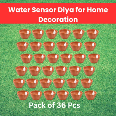 Guggu LED Water Diya, Water Sensor Diya for Diwali Festival Home & Office DécorZE351 Plastic (Pack of 36) Table Diya Set(Height: 2 inch)