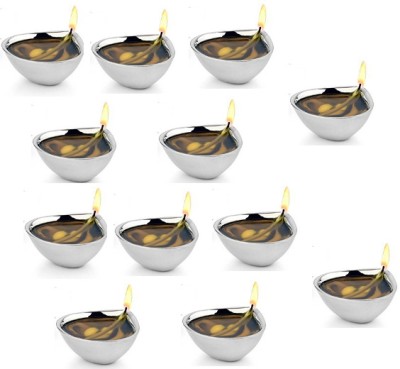 Jensons Unbreakable Stainless Steel Double Wall Diyas for Home/Decoration/Puja Stainless Steel (Pack of 12) Table Diya(Height: 3 inch)