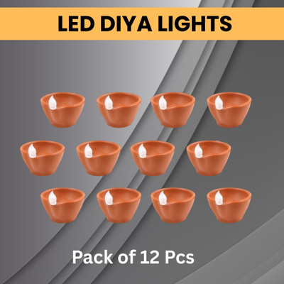 Frony LED Water Diya, Water Sensor Diya for Diwali Festival Home & Office DécorE279 Plastic (Pack of 12) Table Diya Set(Height: 2 inch)