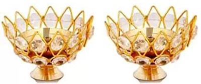 jyoti enterpiese JECRYSTALDIYA215 Brass (Pack of 2) Table Diya Set(Height: 4 inch)
