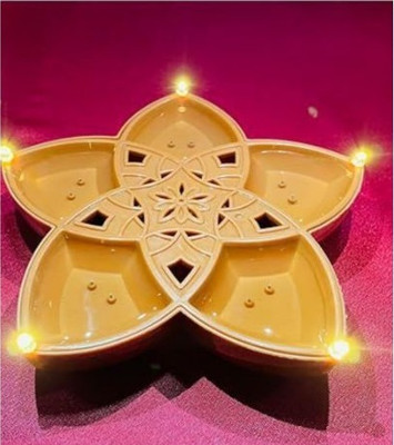 NKPR Traditional Panchmukhi 5 in 1 Water LED Diya Temple Home Diwali Decorate 744 Plastic (Pack of 6) Table Diya Set(Height: 3 inch)