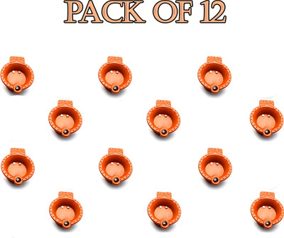 COSTURA Diwali light battery Operated Traditional Diya Smokeless Water Sensor Led Diyas Plastic (Pack of 12) Table Diya(Height: 2 inch)