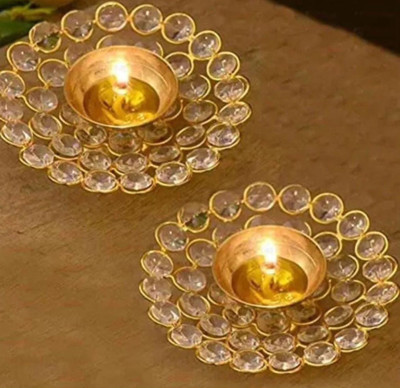 Mohammad Anwer Brass (Pack of 2) Table Diya(Height: 1.4 inch)