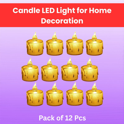 Guggu LED Candle Lights, LED Flameless Crystal Tea Candles Light For Diwali DécorQ34 Plastic (Pack of 12) Table Diya Set(Height: 2 inch)