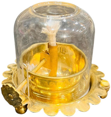 Dhanuka Dhanuka Traditional Decorative Brass Table Akhand Diya for Diwali Festival Brass Table Diya(Height: 3.1 inch)