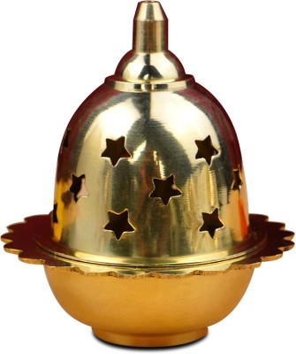 Rudra Centre Small Floral Akahnd Lamp Brass Table Diya(Height: 2.7 inch)