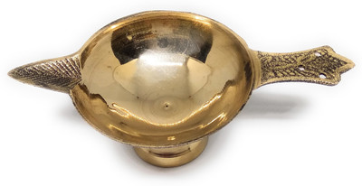 Astrosale Astrosale Ashtadhatu Diya With Handle In Medium Size Brass Table Diya(Height: 3.9 inch)