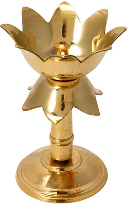 DECOREHUB Heaven Decor Gold platted Pure Brass kamal Brass Table Diya Brass Table Diya(Height: 6 inch)