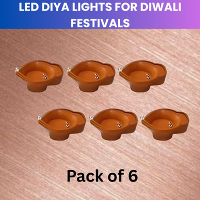 Guggu Water Sensor Diya, LED Water Diyas for Diwali, Home & Office Décor Pack of 6E420 Plastic (Pack of 6) Table Diya Set(Height: 2 inch)