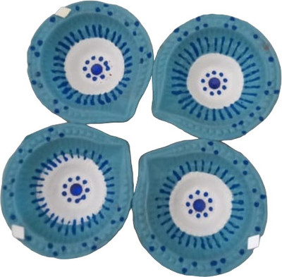 Anaya Craft Decorative Clay Wax Diya for Diwali Table Diya Set of 4 Terracotta (Pack of 4) Table Diya Set(Height: 2 inch)