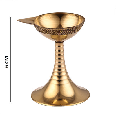 DOKCHAN Handcrafted Pure Brass 6 Cm Akhand diya for home/office temple Brass Table Diya(Height: 2.25 inch)